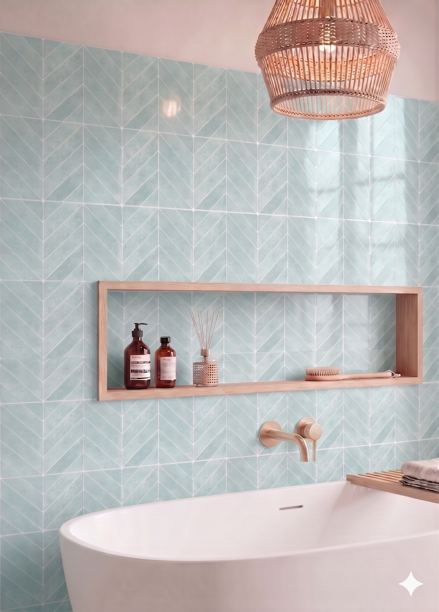 Glacier Mint Chevron - Self Adhesive 3D Tile