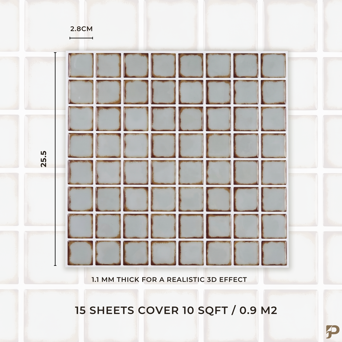 Dirty Caramel & Sage Green - Self Adhesive 3D Tile