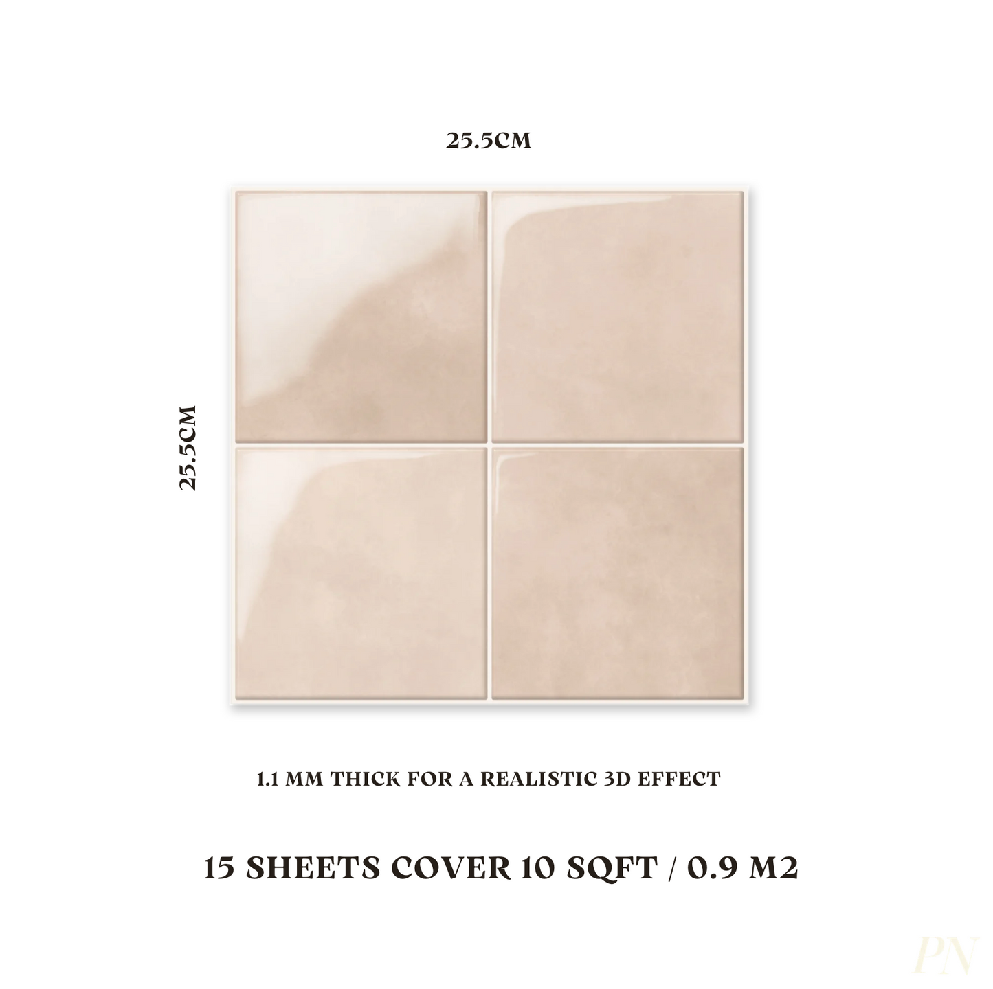 Sand Beige Square - Self Adhesive 3D Tile