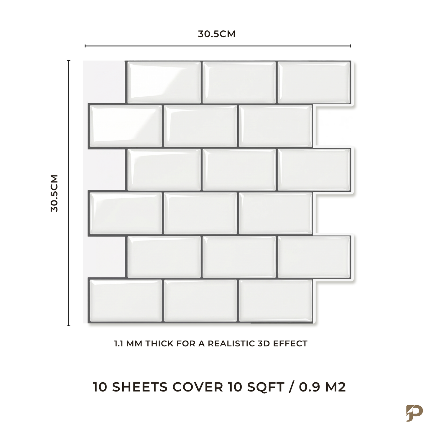 White Subway - Self Adhesive 3D Tile
