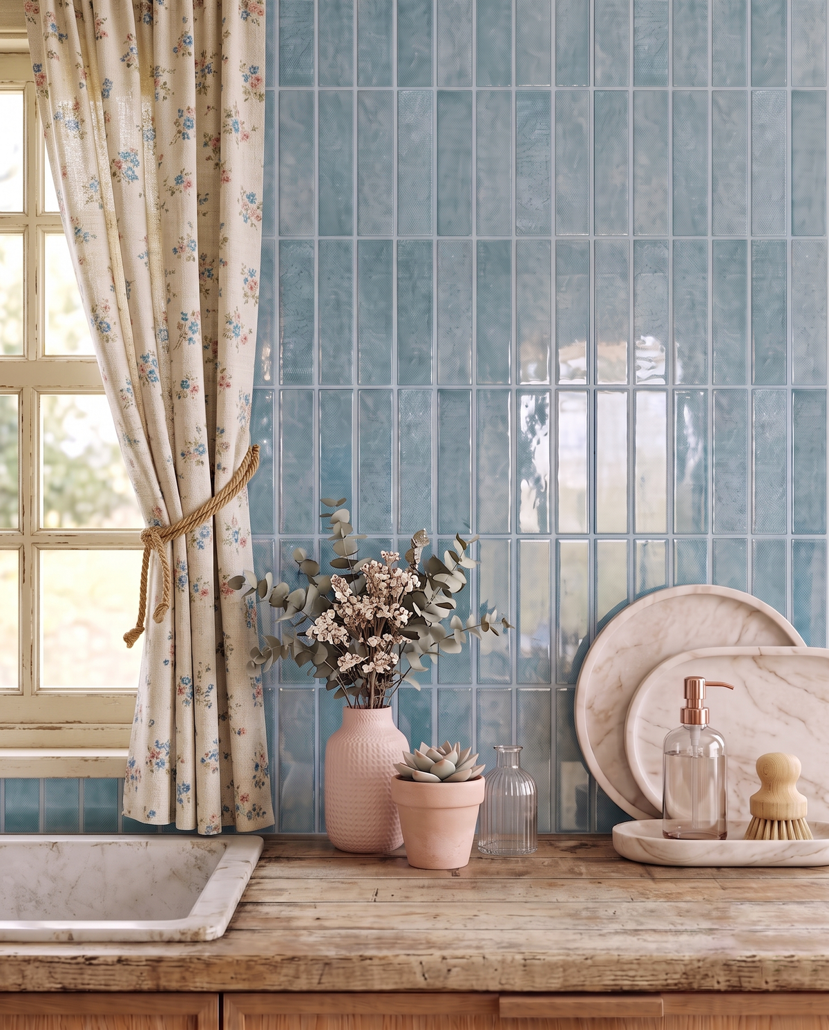 Light Blue Stacked - Self Adhesive 3D Tile