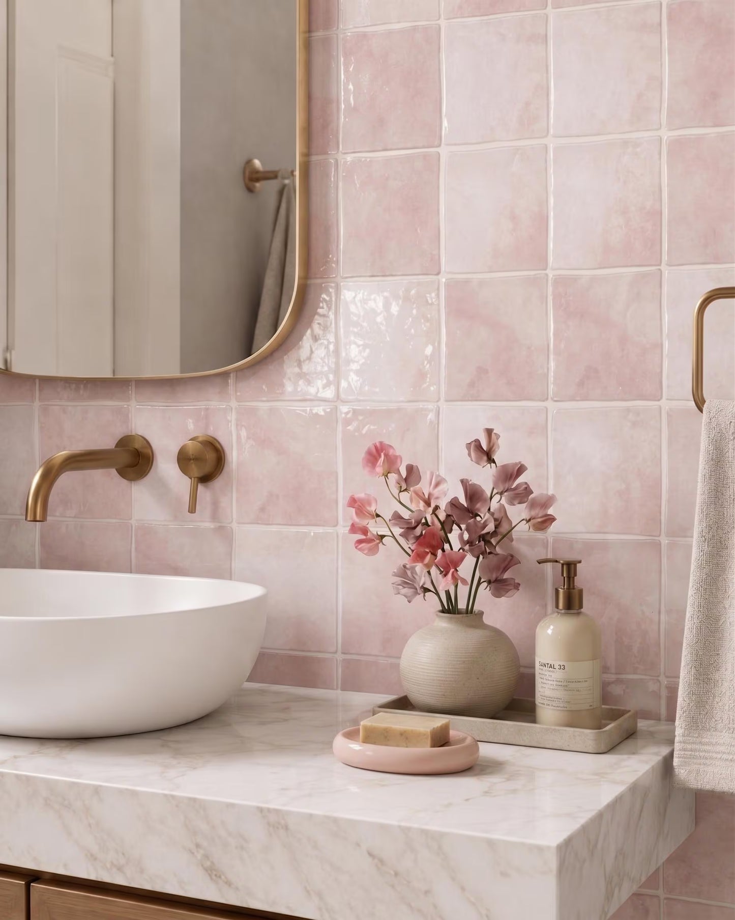 Taupe Pink Square - Self Adhesive 3D Tile