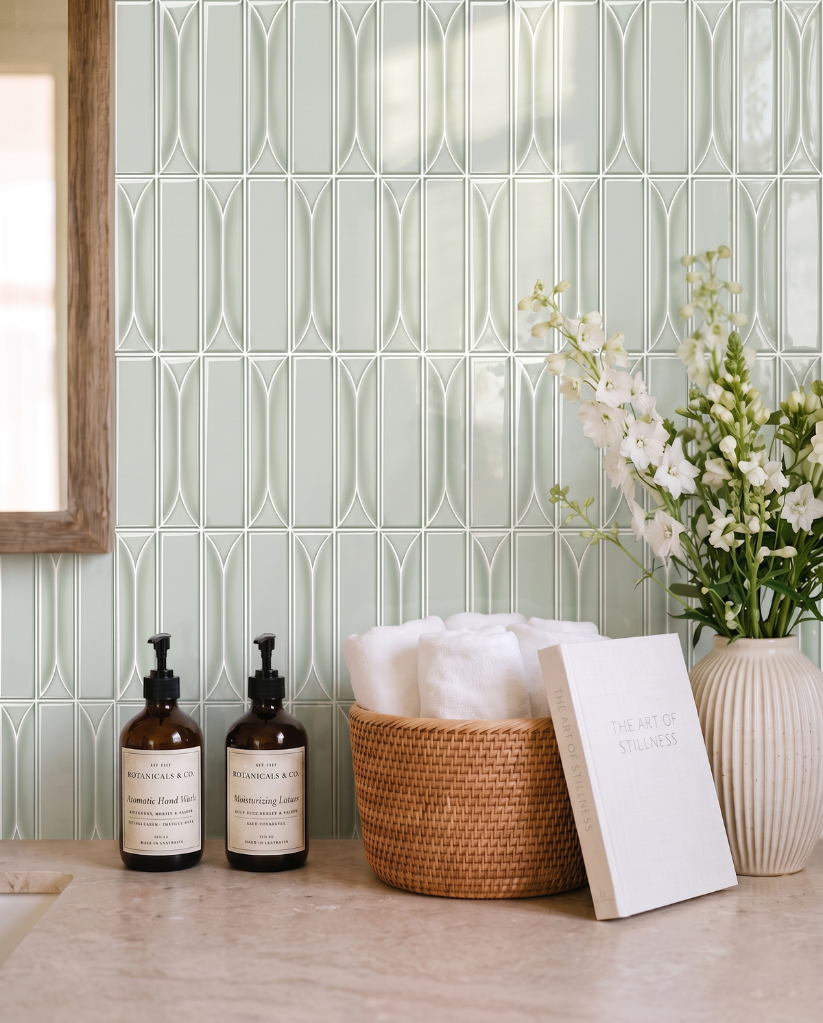 Light Grayish Green Geometric  - Self Adhesive 3D Tile