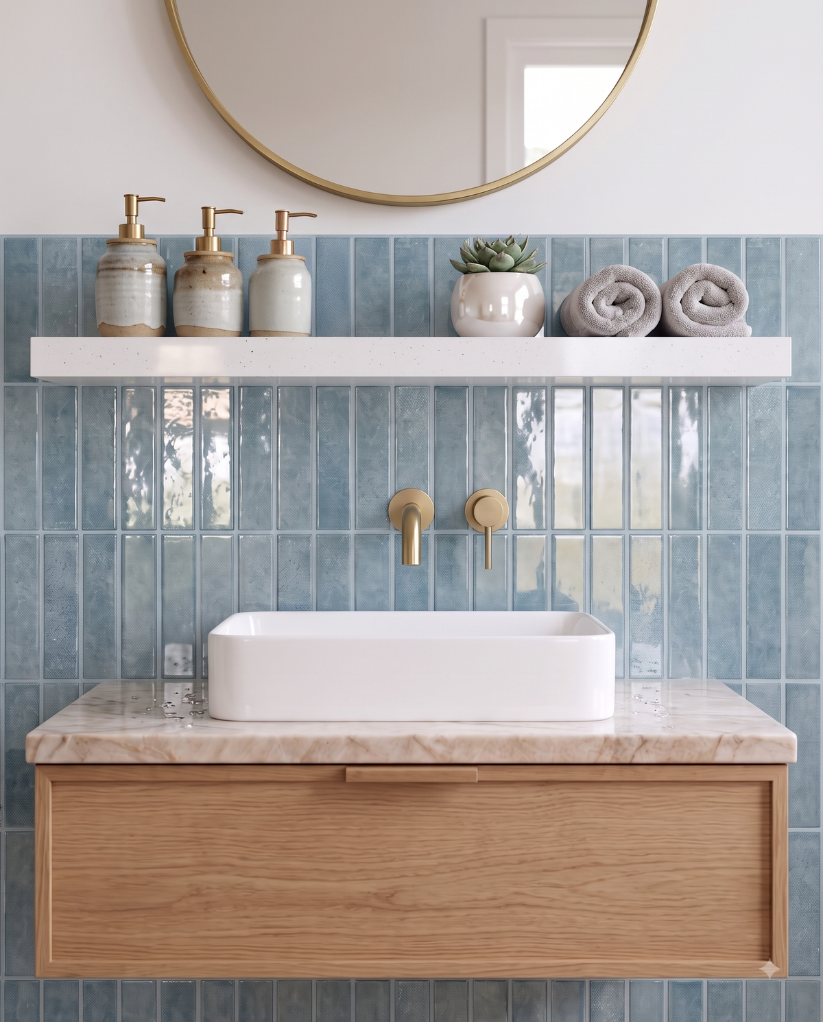 Light Blue Stacked - Self Adhesive 3D Tile