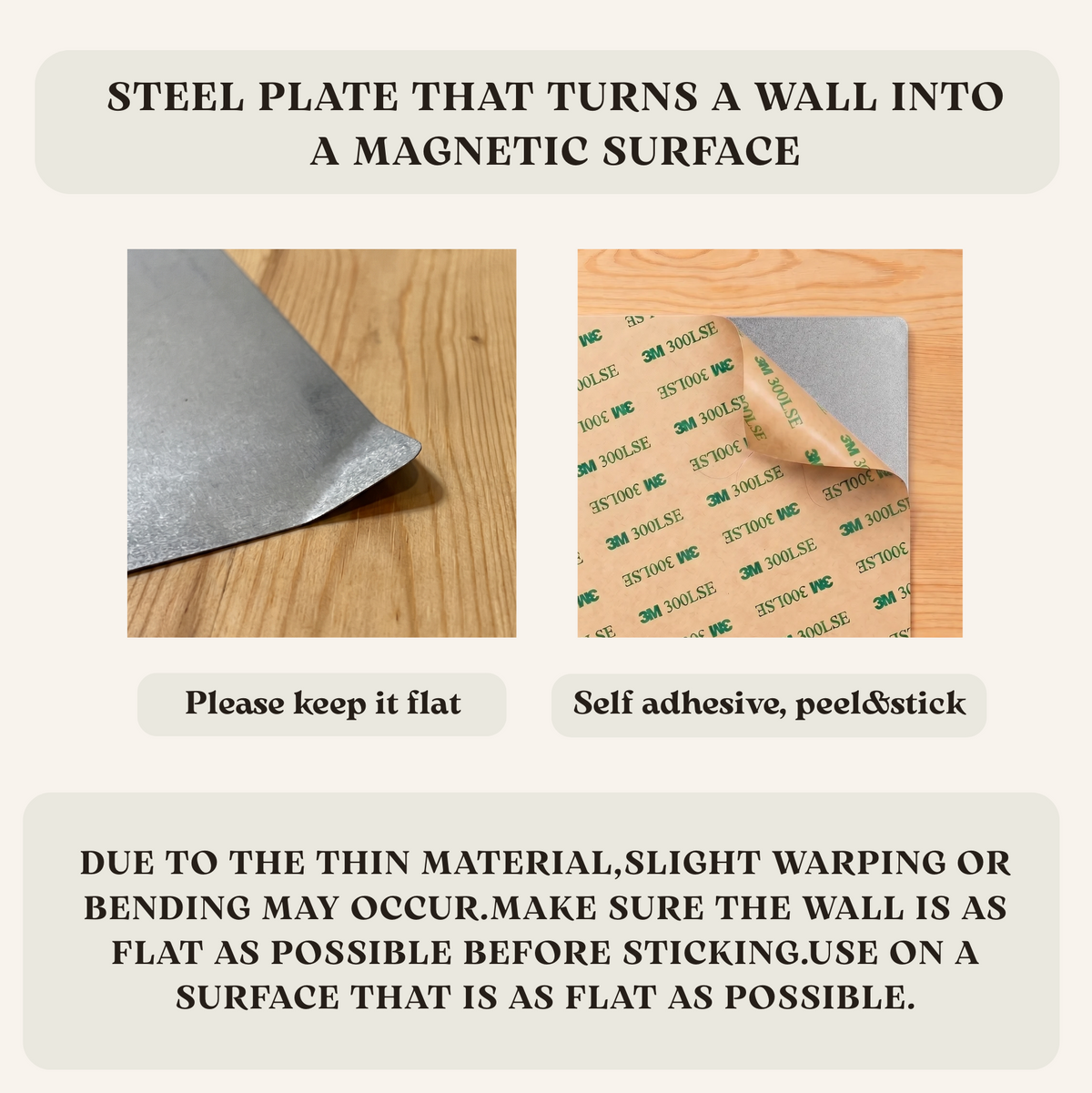 Magnetic Steel Wall Tile Backing - Peel & Stick