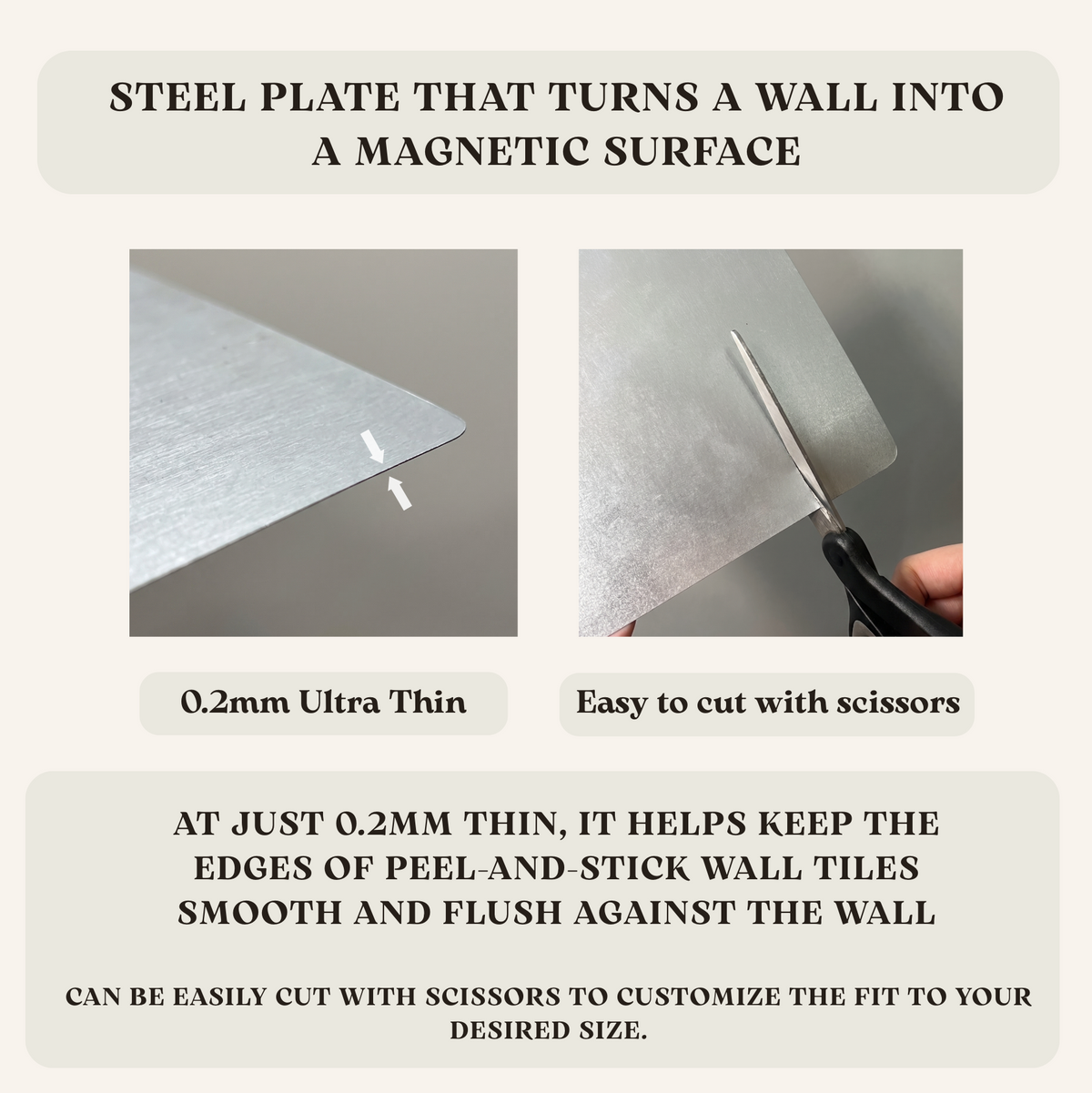 Magnetic Steel Wall Tile Backing - Peel & Stick
