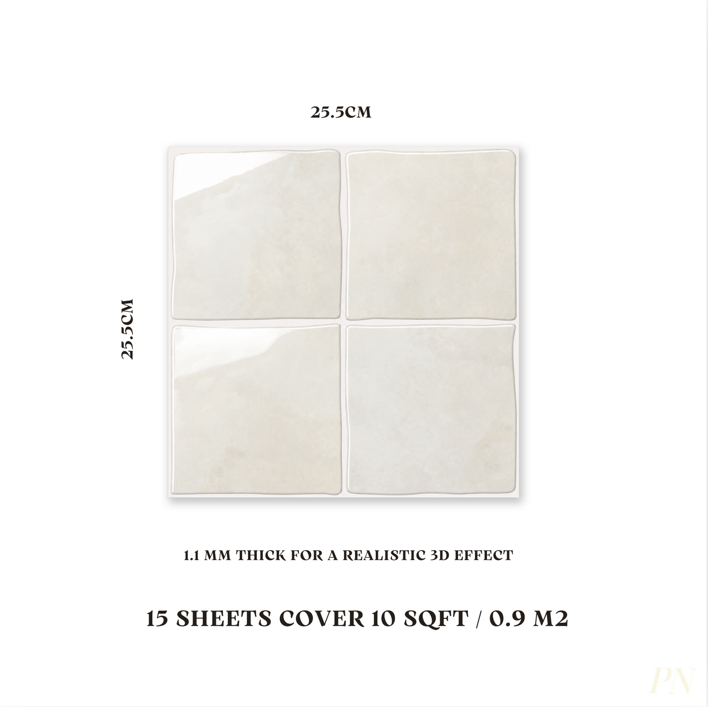 Alabaster White Square - Self Adhesive 3D Tile