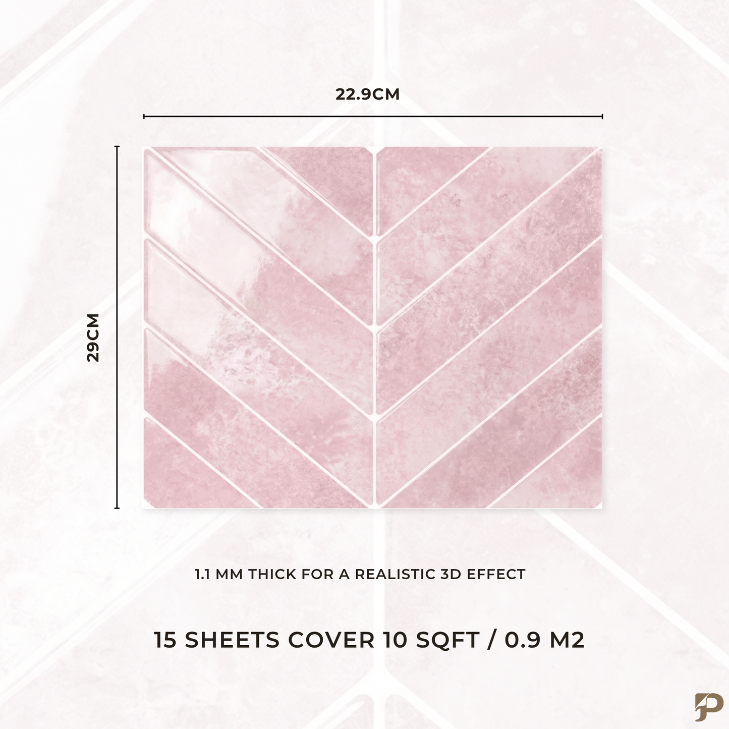 Rose Quartz Chevron - Self Adhesive 3D Tile