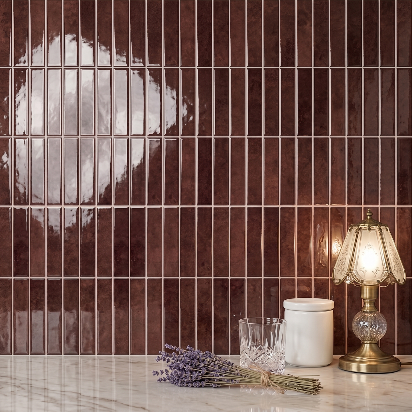 Burgundy Red - Self Adhesive 3D Tile.