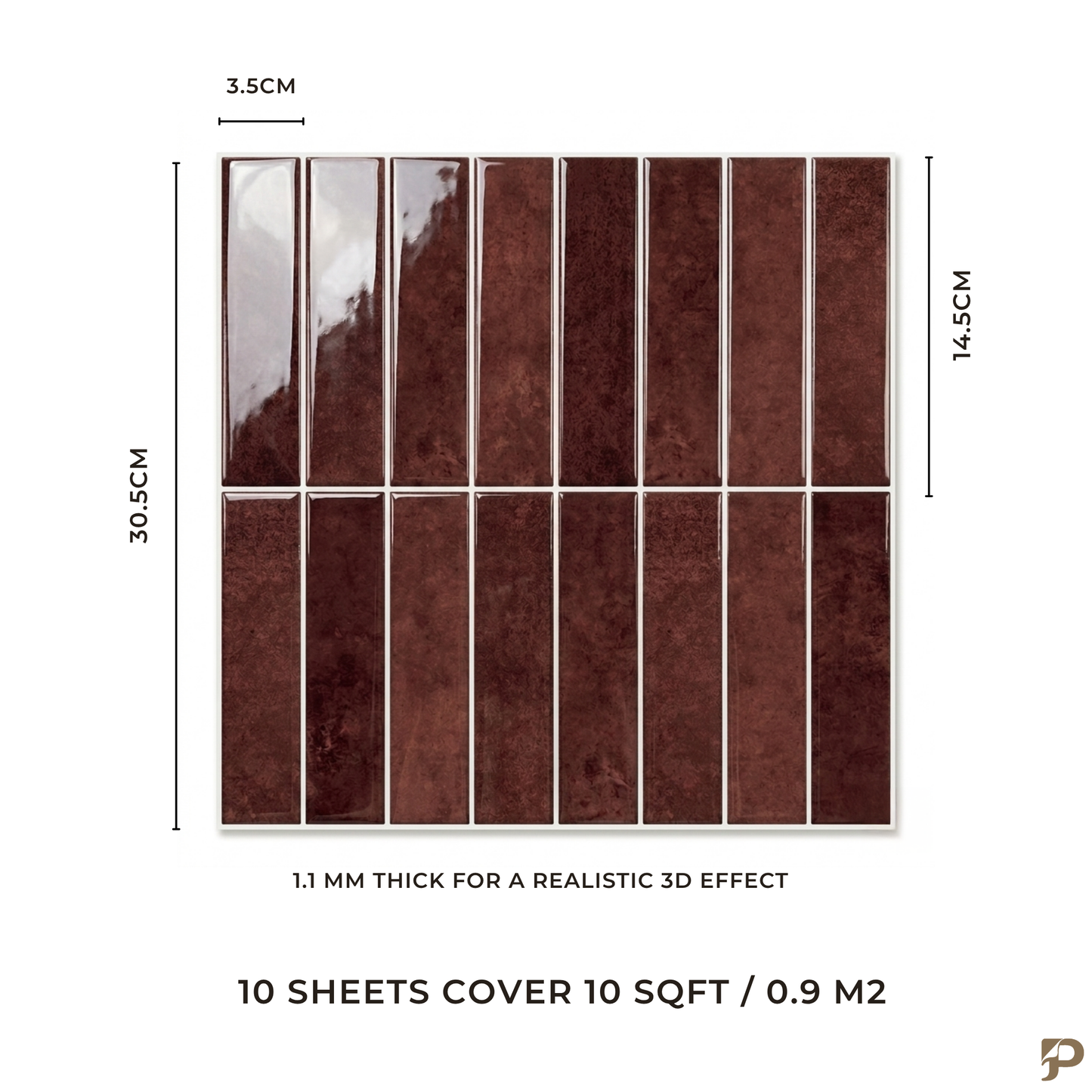 Burgundy Red - Self Adhesive 3D Tile.