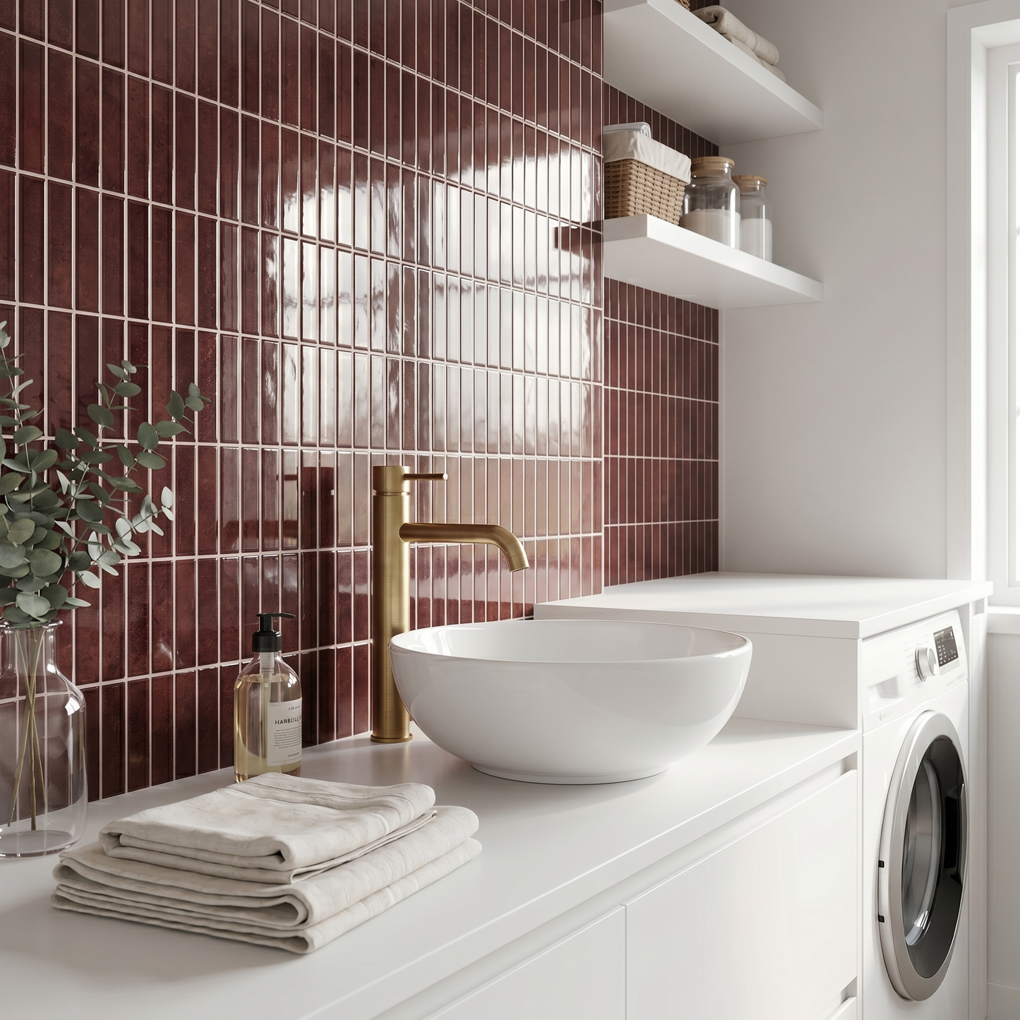 Burgundy Red - Self Adhesive 3D Tile.