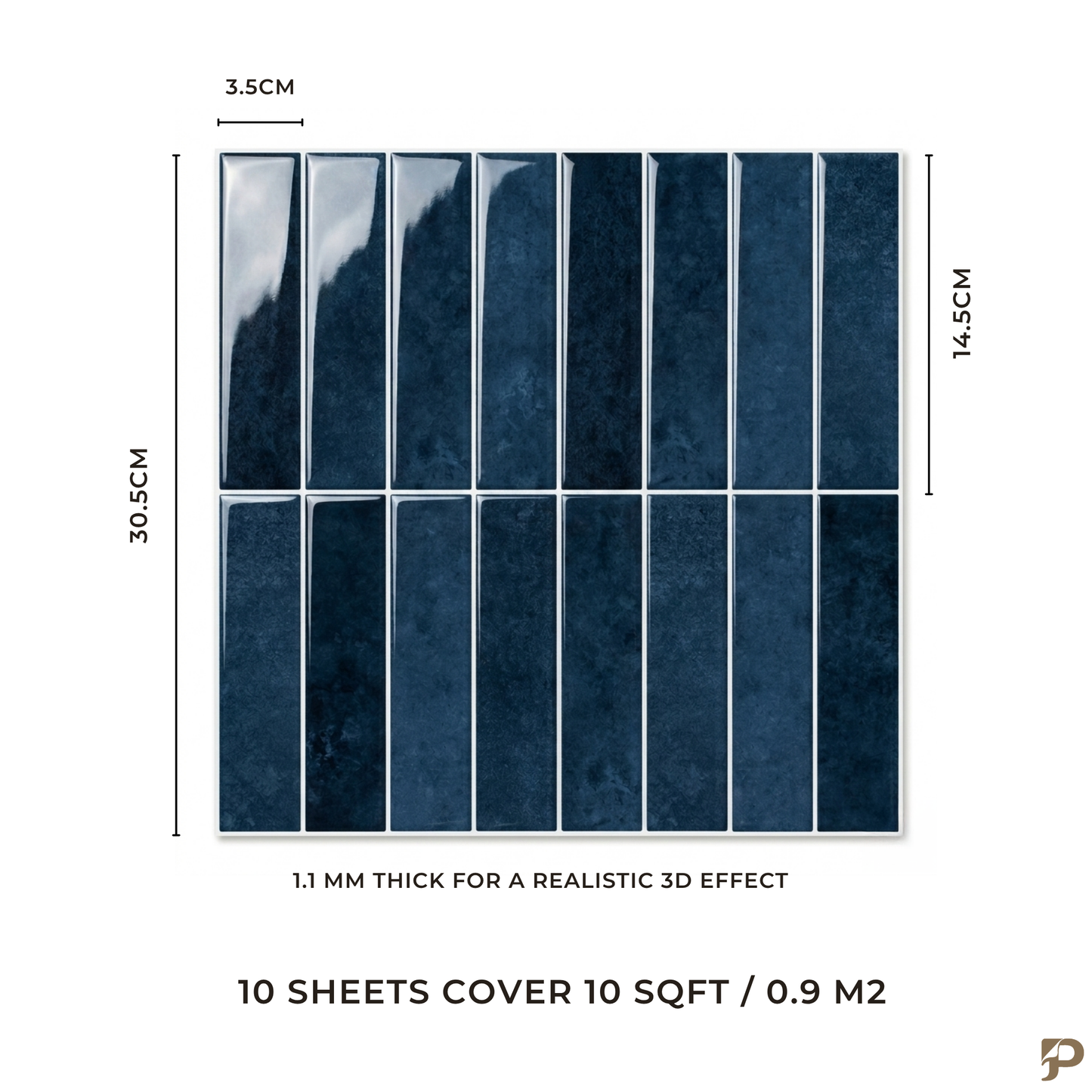 Deep Blue - Self Adhesive 3D Tile.