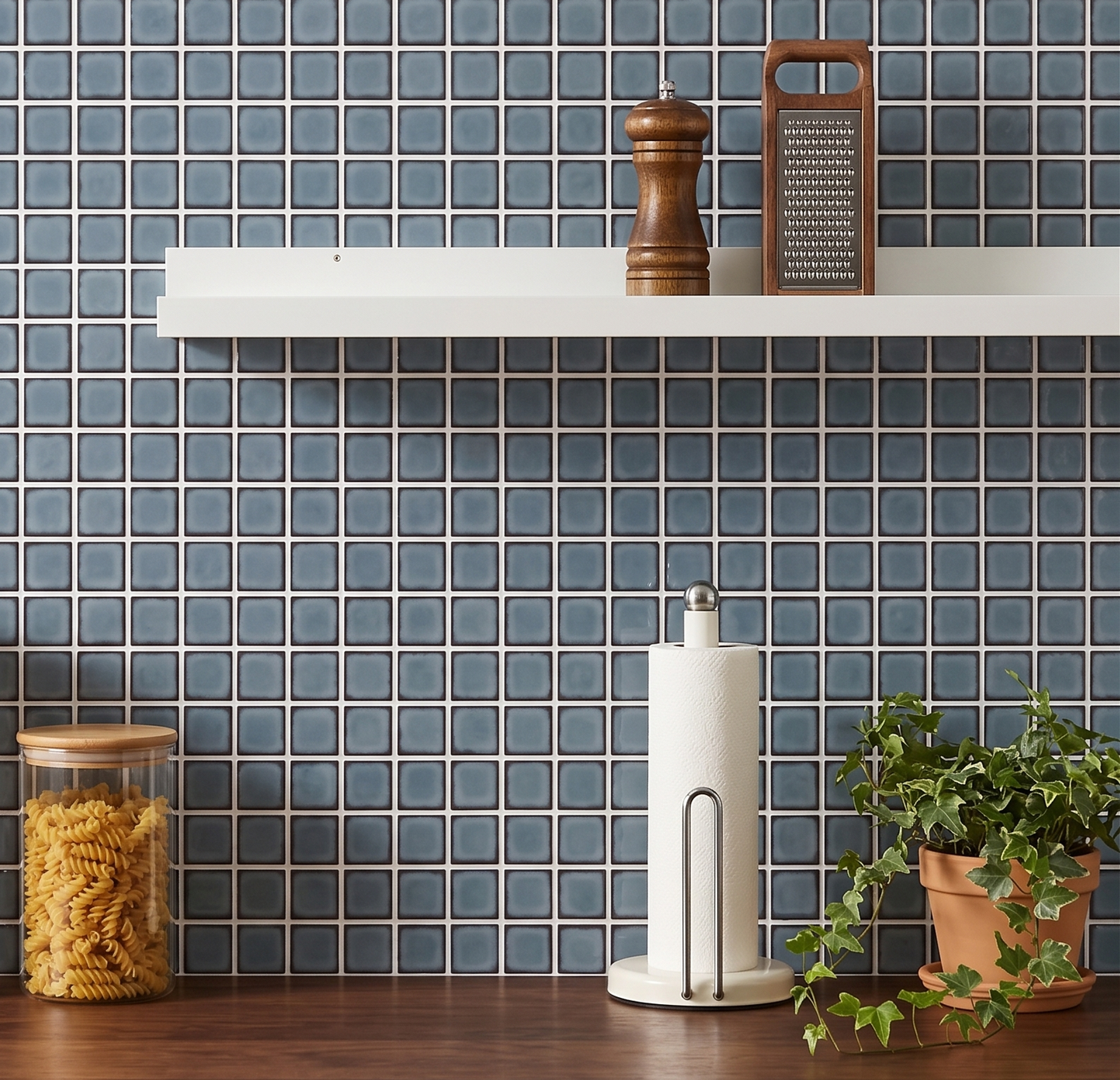 Dirty Blue Ceramic Glaze - Self Adhesive 3D Tile