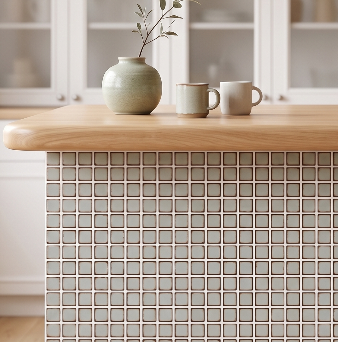 Dirty Caramel & Sage Green - Self Adhesive 3D Tile