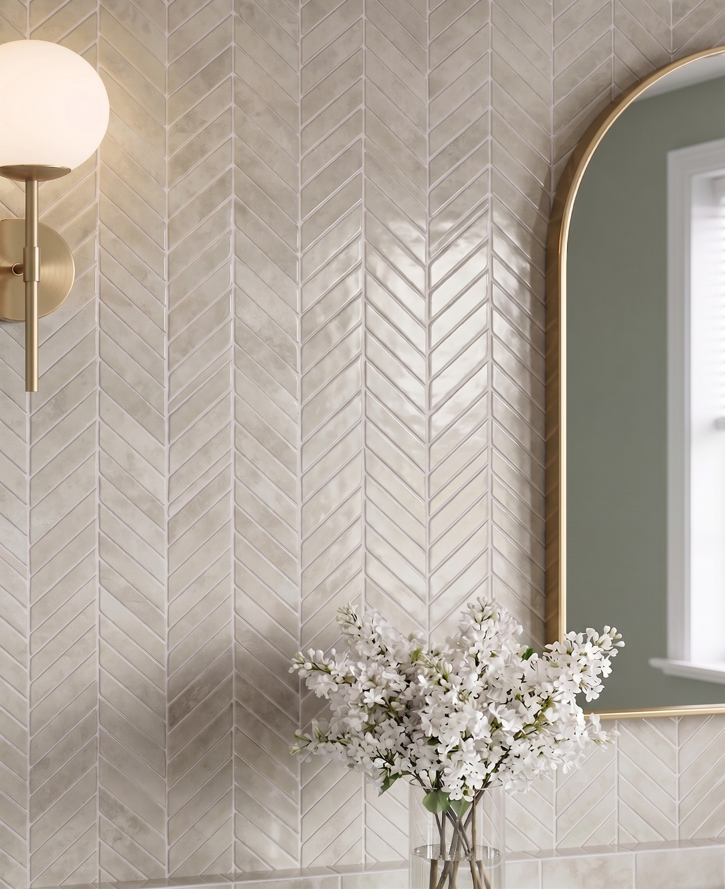 Oatmeal Cream Chevron - Self Adhesive 3D Tile