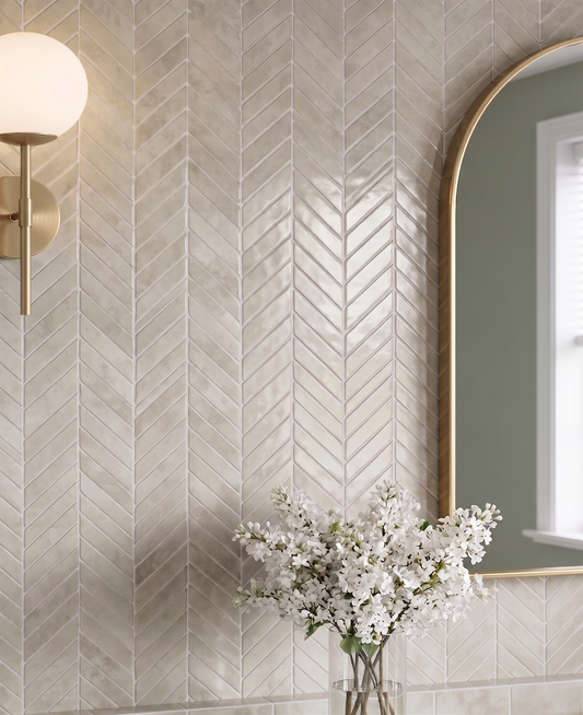 Oatmeal Cream Chevron - Self Adhesive 3D Tile