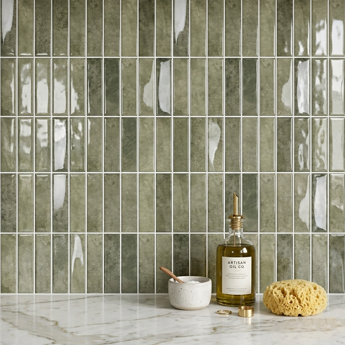 Olive Sage Green - Self Adhesive 3D Tile