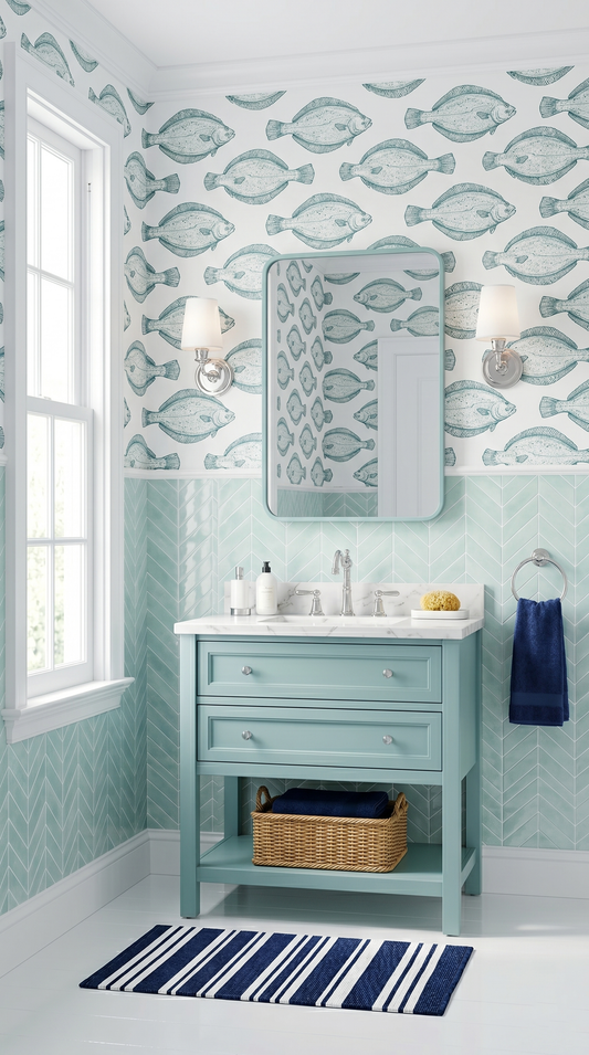 Glacier Mint Chevron - Self Adhesive 3D Tile