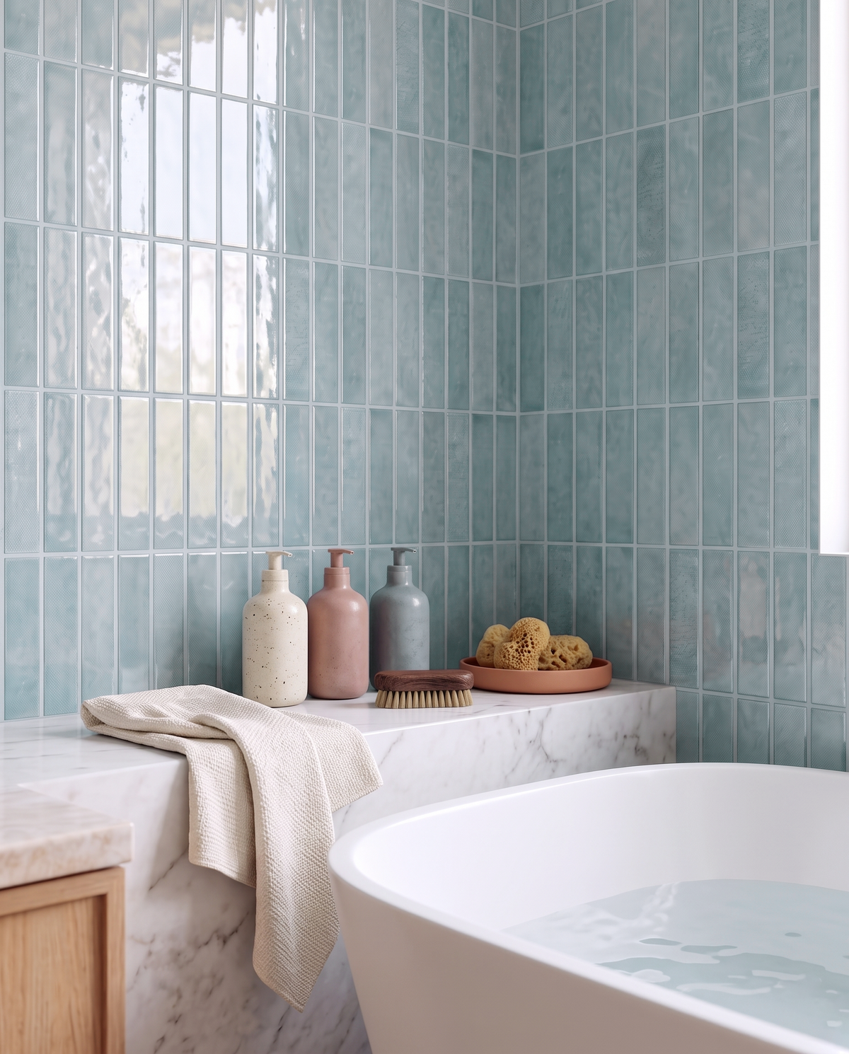 Baby Blue Stacked Large - Self Adhesive 3D Tile