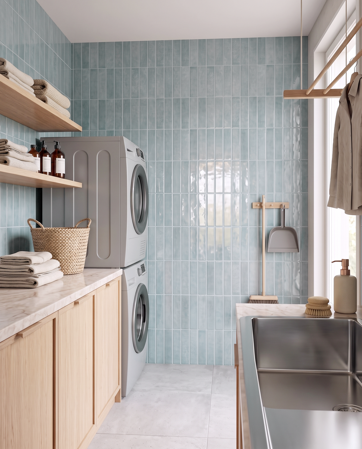 Baby Blue Stacked Large - Self Adhesive 3D Tile