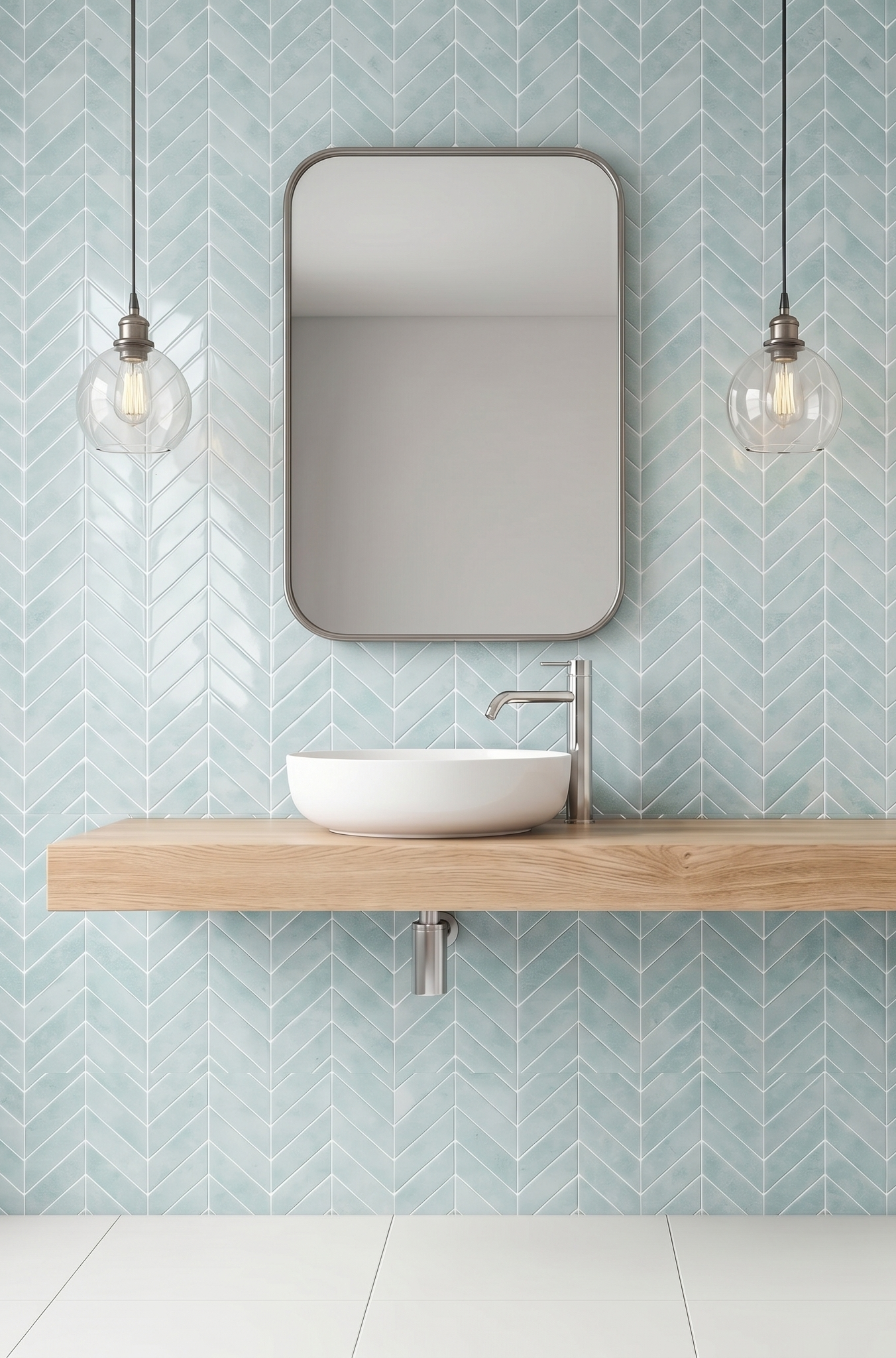 Glacier Mint Chevron - Self Adhesive 3D Tile