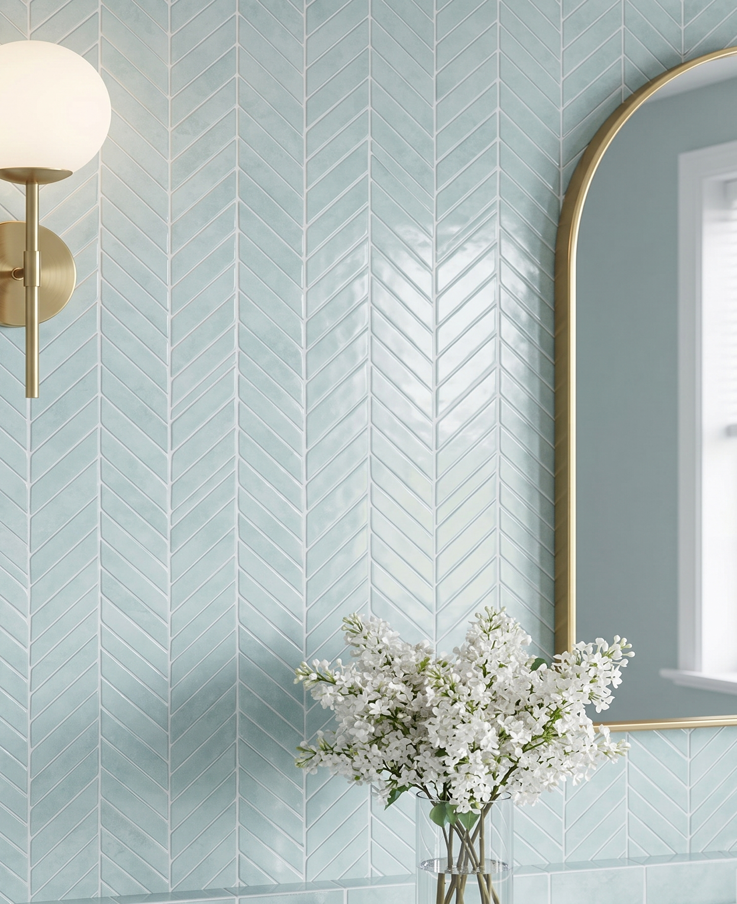 Glacier Mint Chevron - Self Adhesive 3D Tile