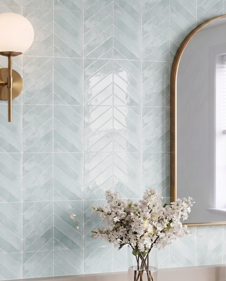 Glacier Mint Chevron - Self Adhesive 3D Tile