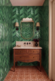 Malachite Green Chevron - Self Adhesive 3D Tile