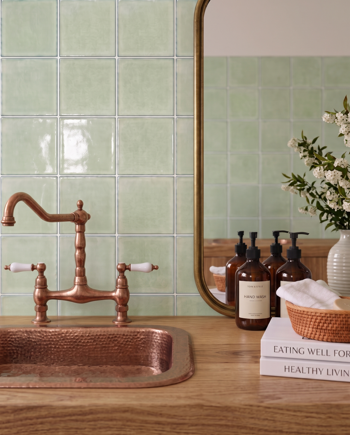 Retro Pale Green Square - Self Adhesive 3D Tile