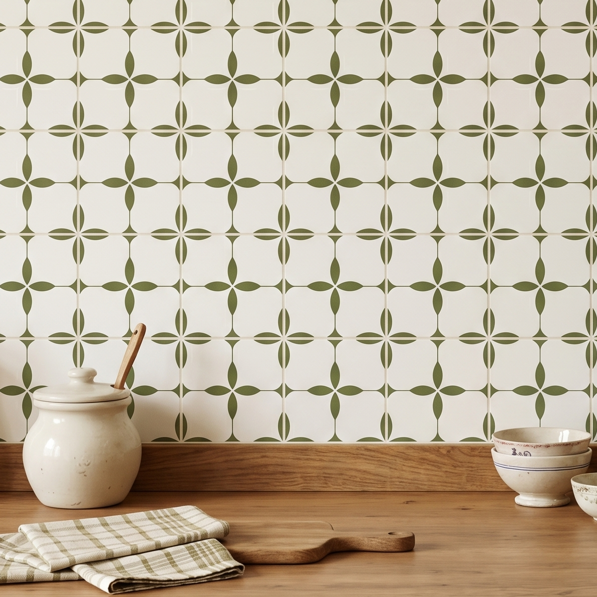 Olive Cross - Matte Wall & Floor Tile Stickers