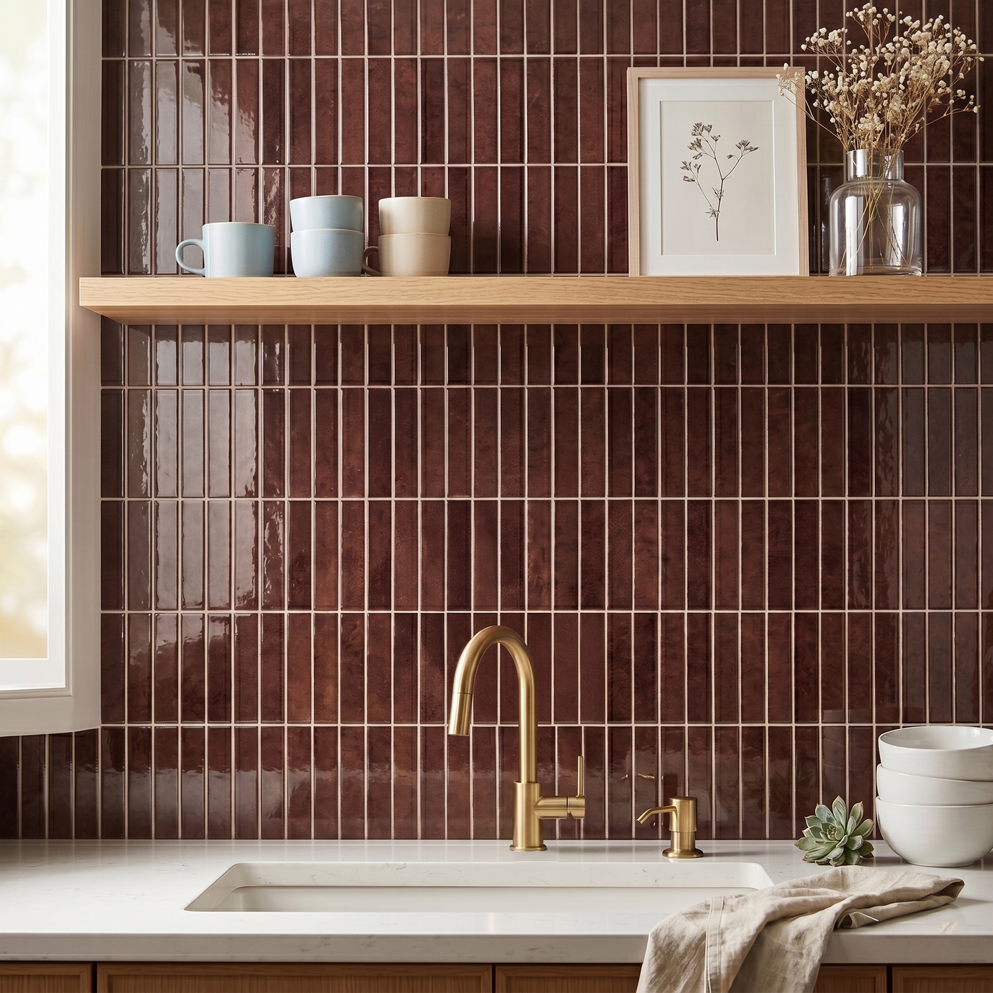 Burgundy Red - Self Adhesive 3D Tile