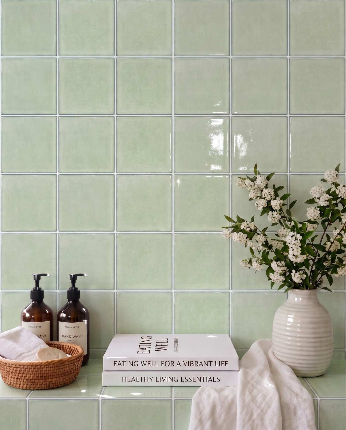 Retro Pale Green Square - Self Adhesive 3D Tile