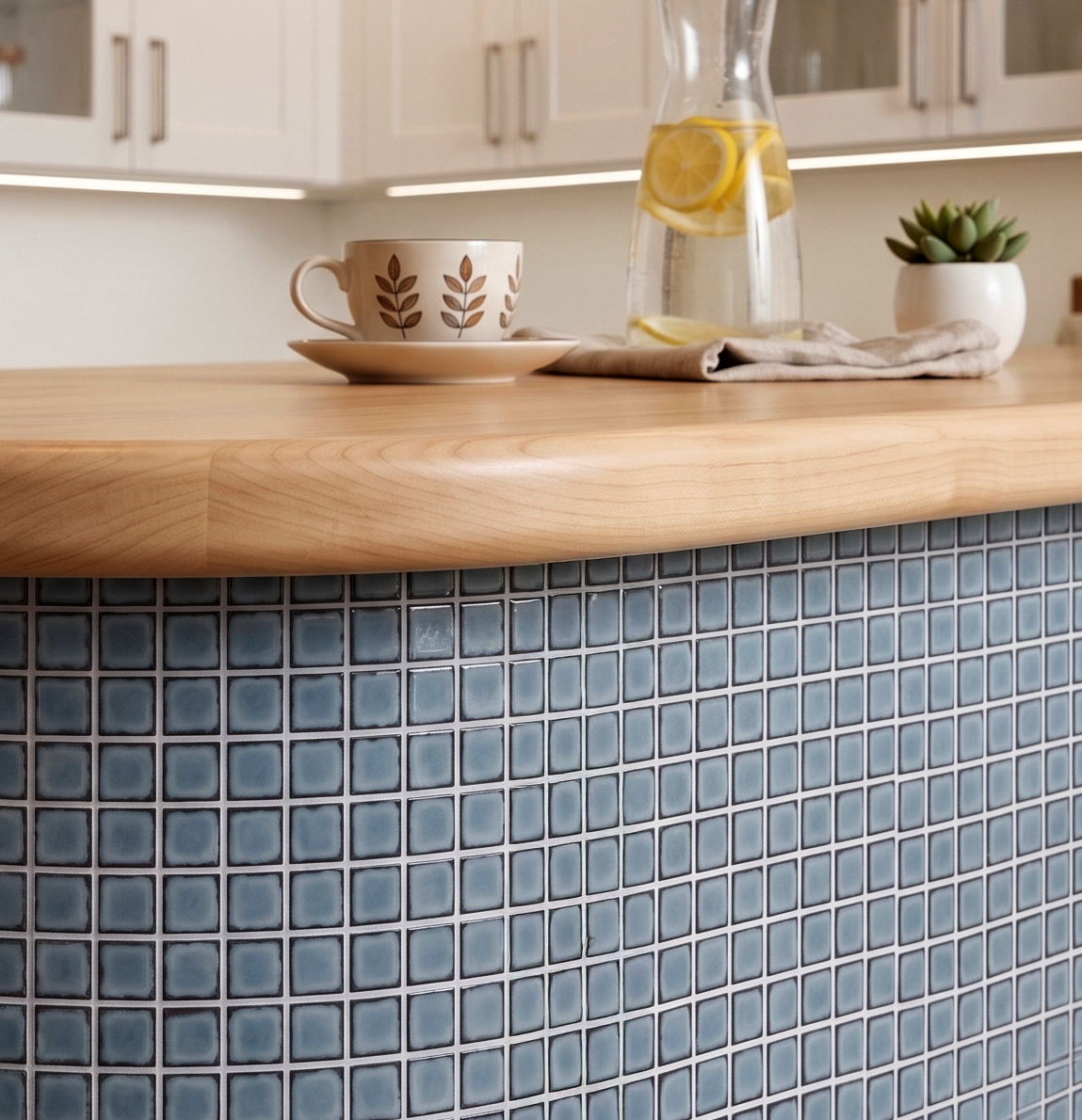 Dirty Blue Ceramic Glaze - Self Adhesive 3D Tile
