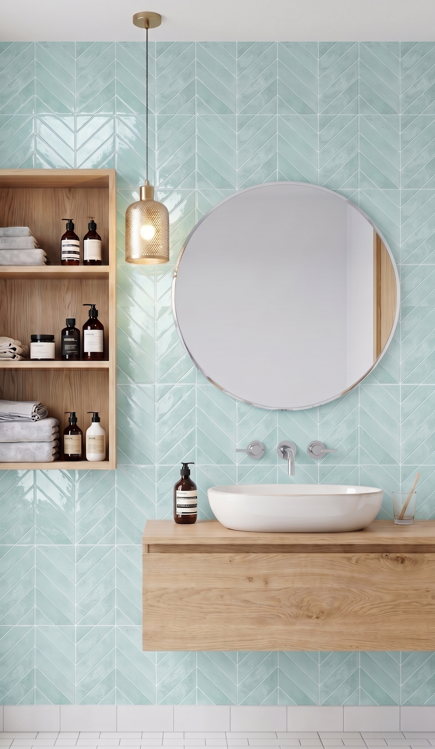 Glacier Mint Chevron - Self Adhesive 3D Tile