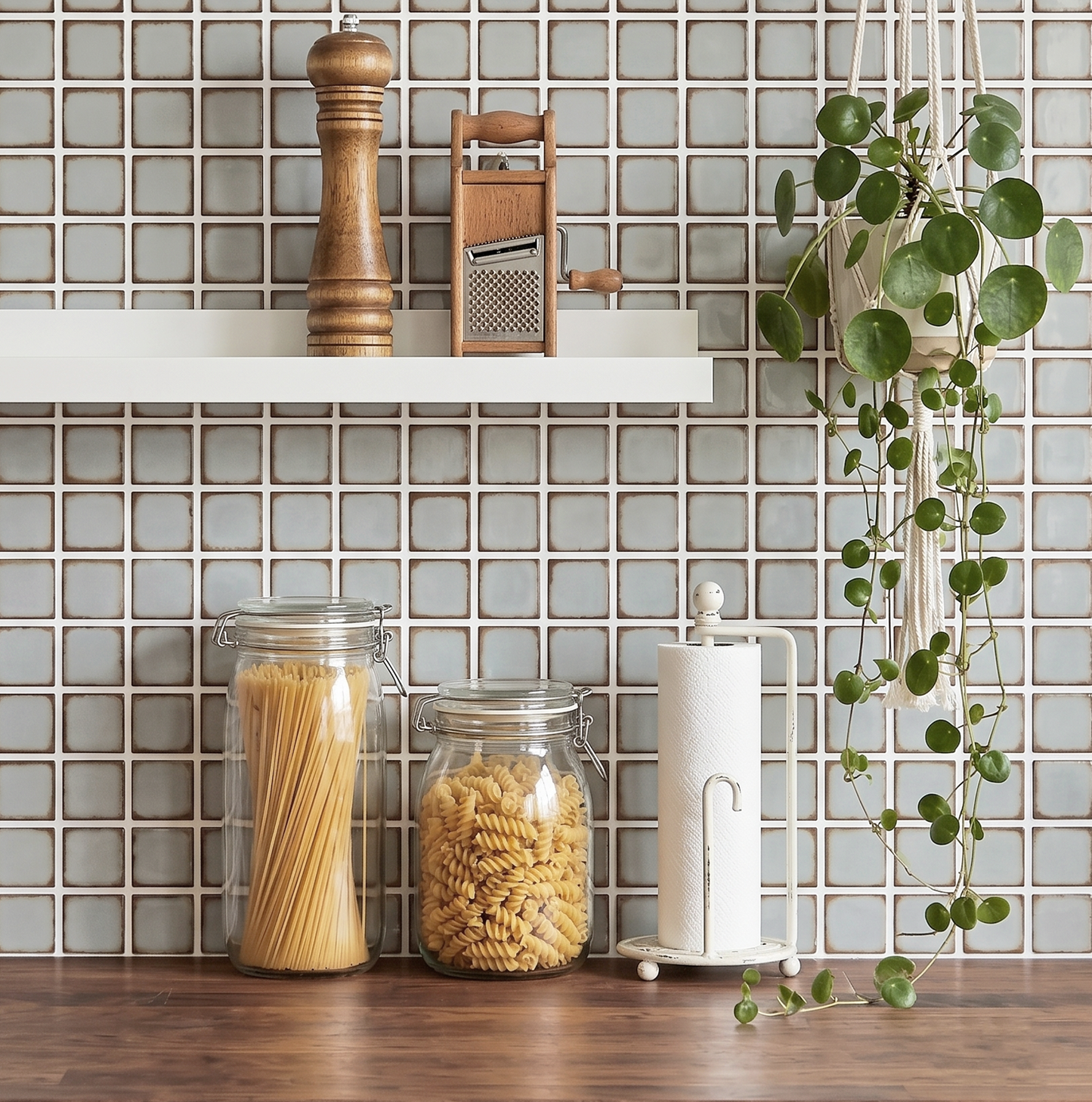 Dirty Caramel & Sage Green - Self Adhesive 3D Tile