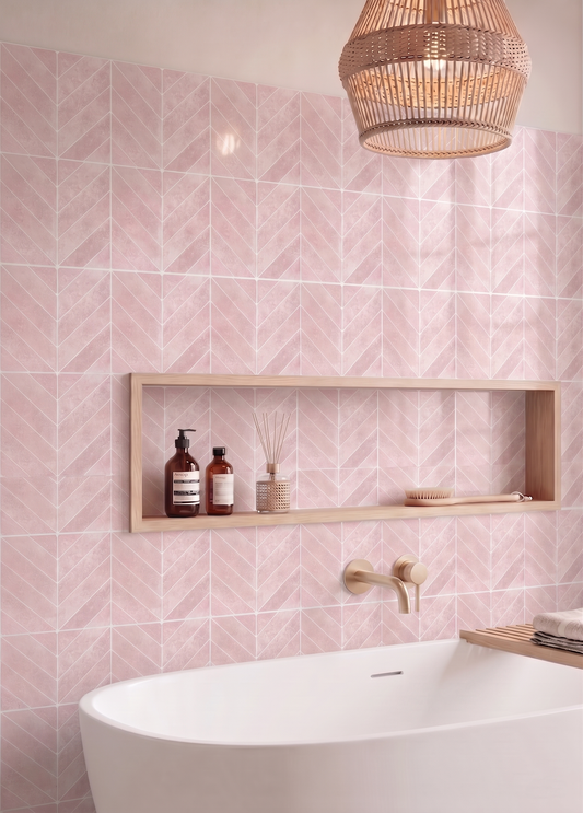 Rose Quartz Chevron - Self Adhesive 3D Tile