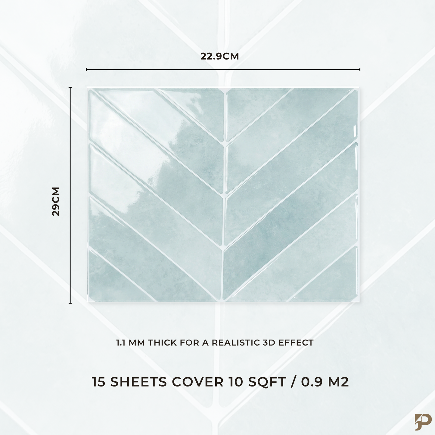 Glacier Mint Chevron - Self Adhesive 3D Tile