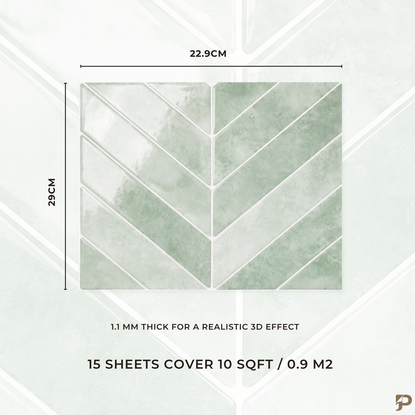 Herbal Morning Chevron - Self Adhesive 3D Tile