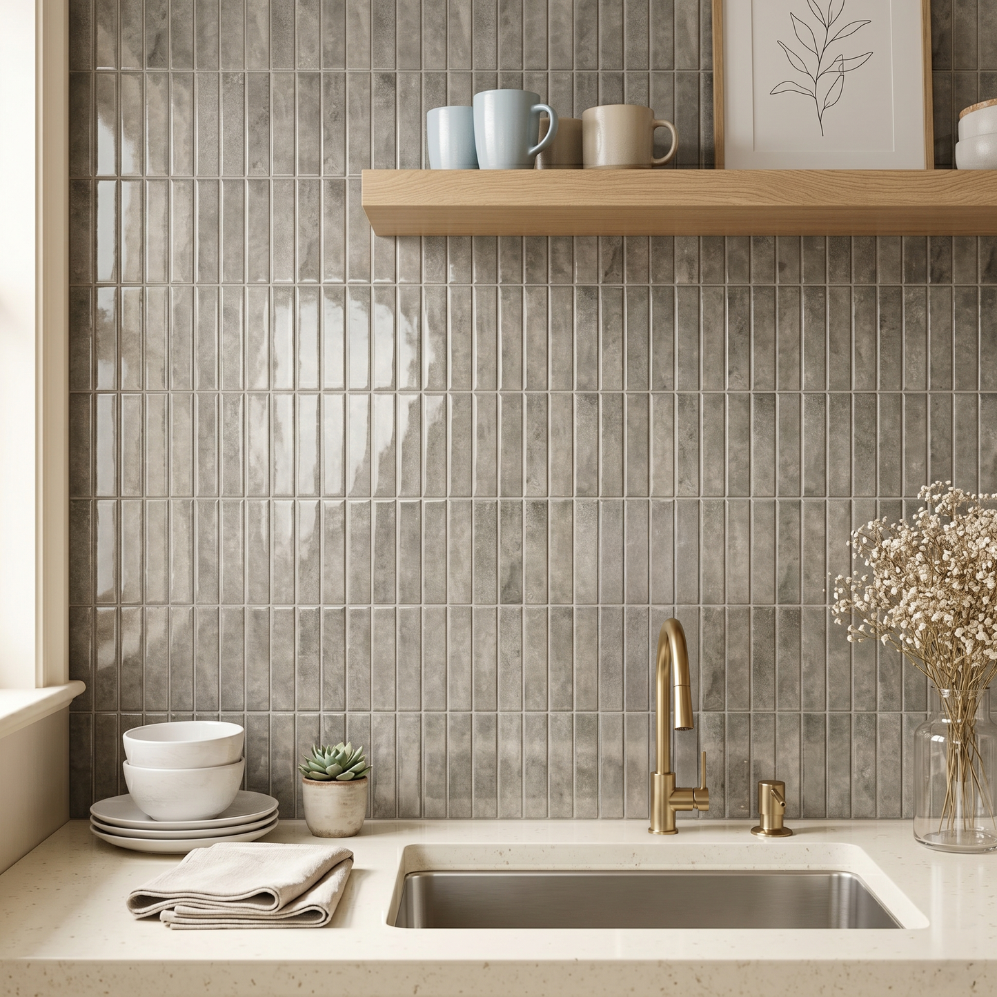 Linen Grey - Self Adhesive 3D Tile.
