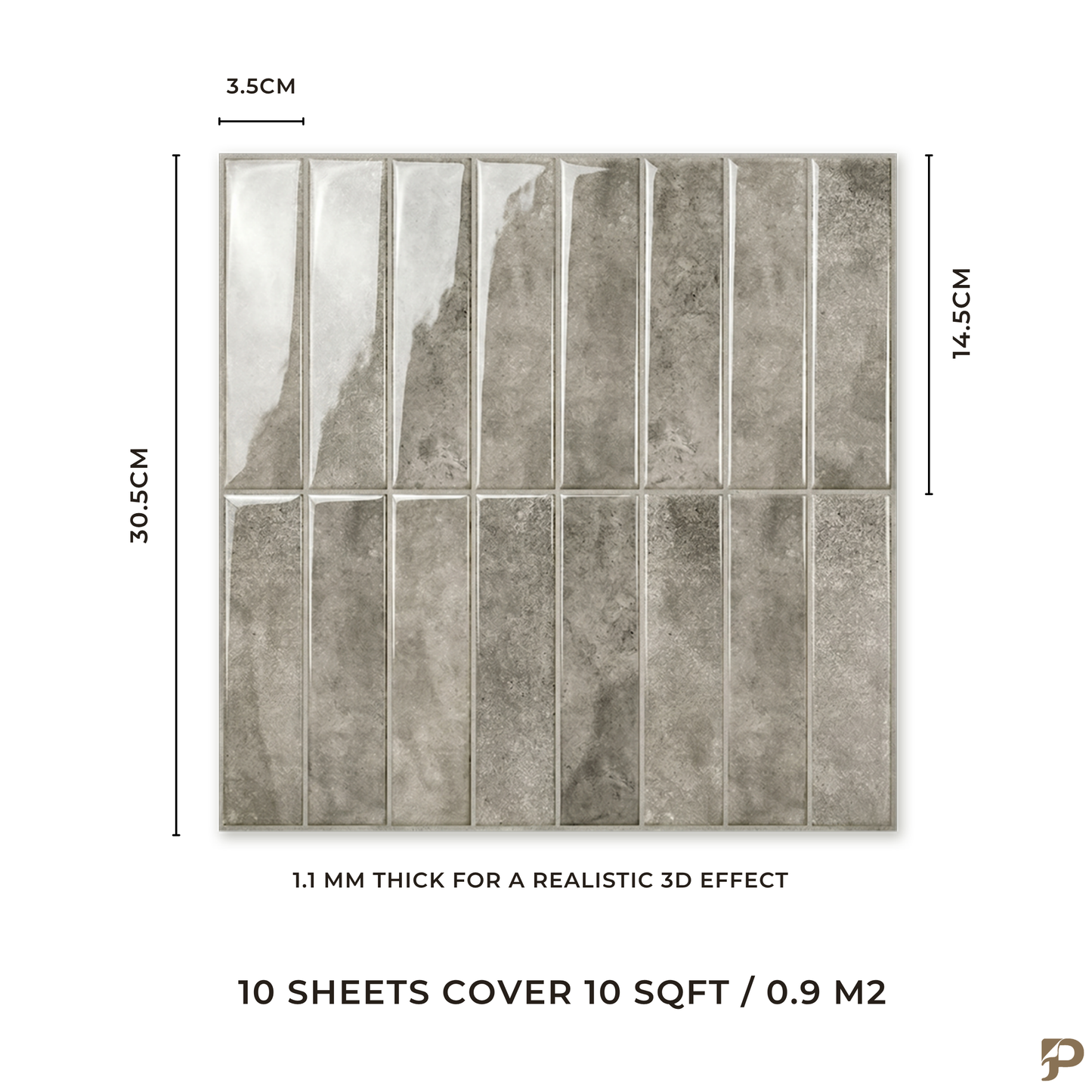 Linen Grey - Self Adhesive 3D Tile.