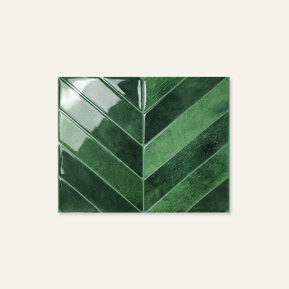 Malachite Green Chevron - Self Adhesive 3D Tile