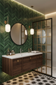Malachite Green Chevron - Self Adhesive 3D Tile