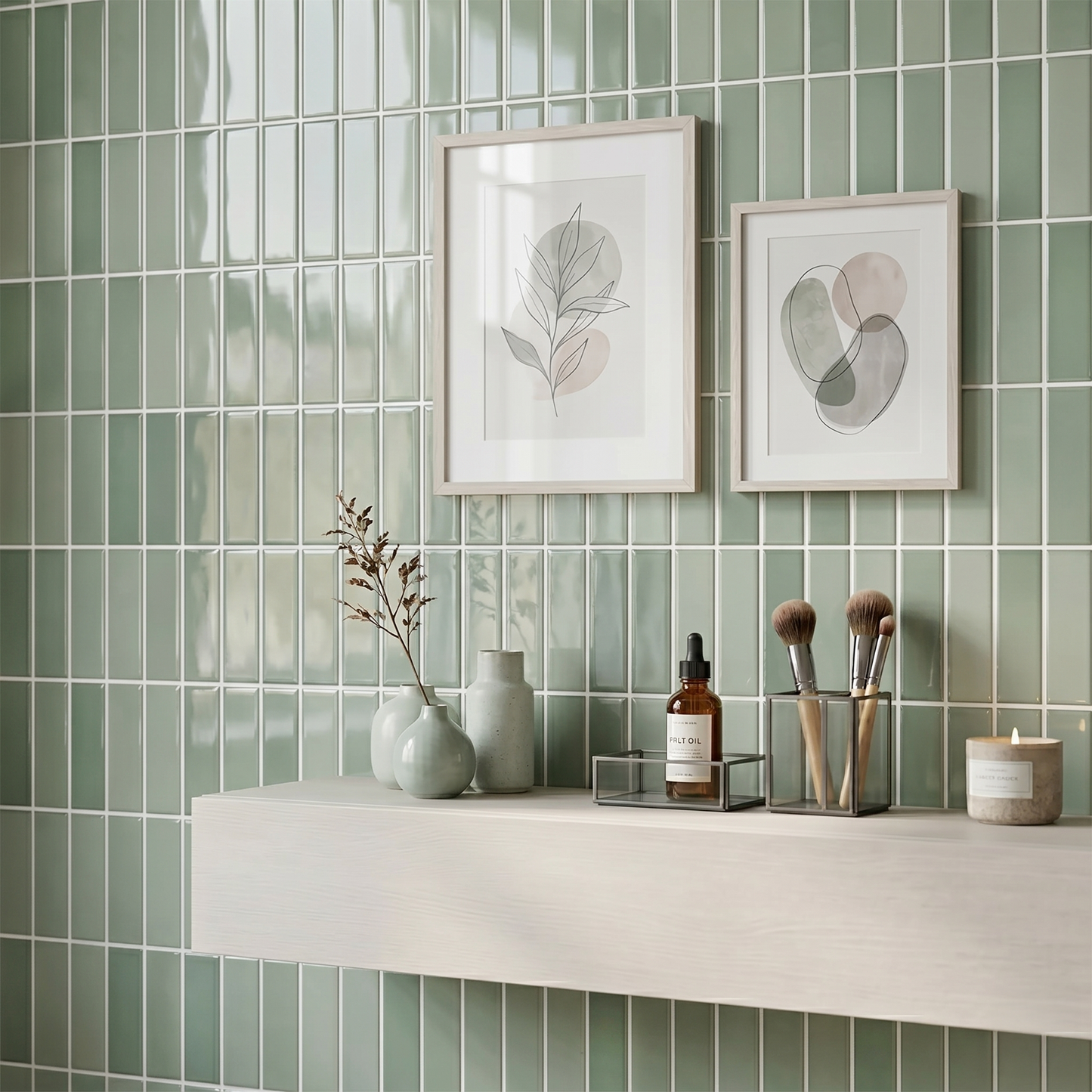 Muted Green - Self Adhesive 3D Tile.