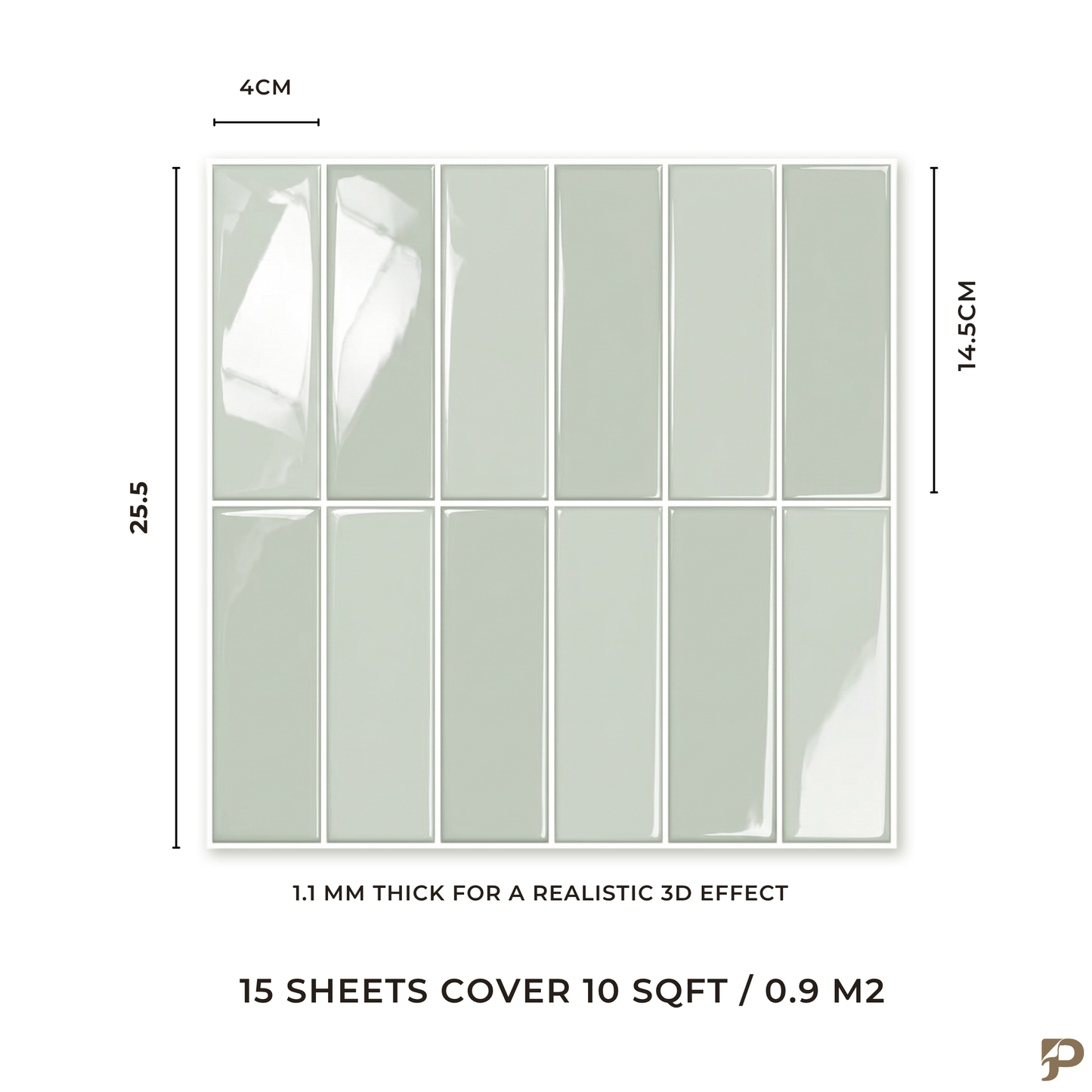 Muted Green - Self Adhesive 3D Tile.
