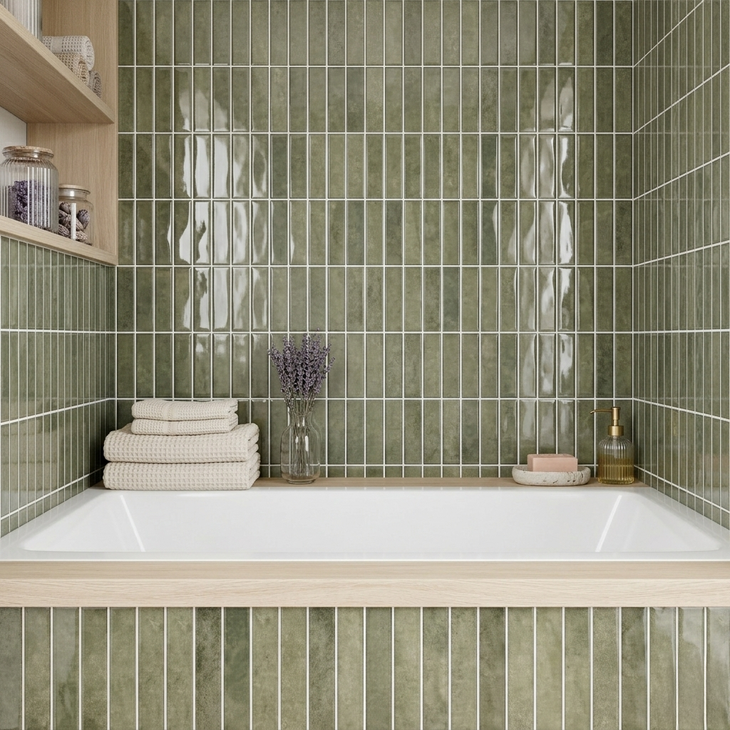 Olive Sage Green - Self Adhesive 3D Tile.
